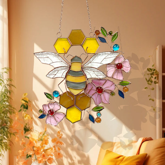 Honeybee Stained Glass Suncatcher