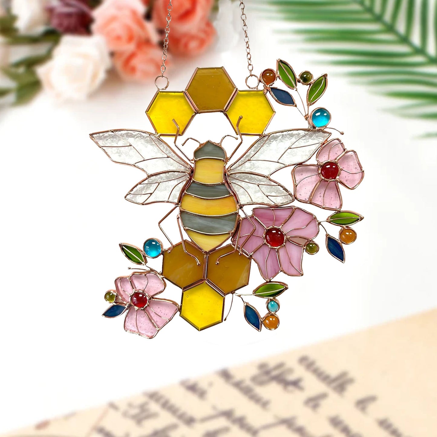 Honeybee Stained Glass Suncatcher