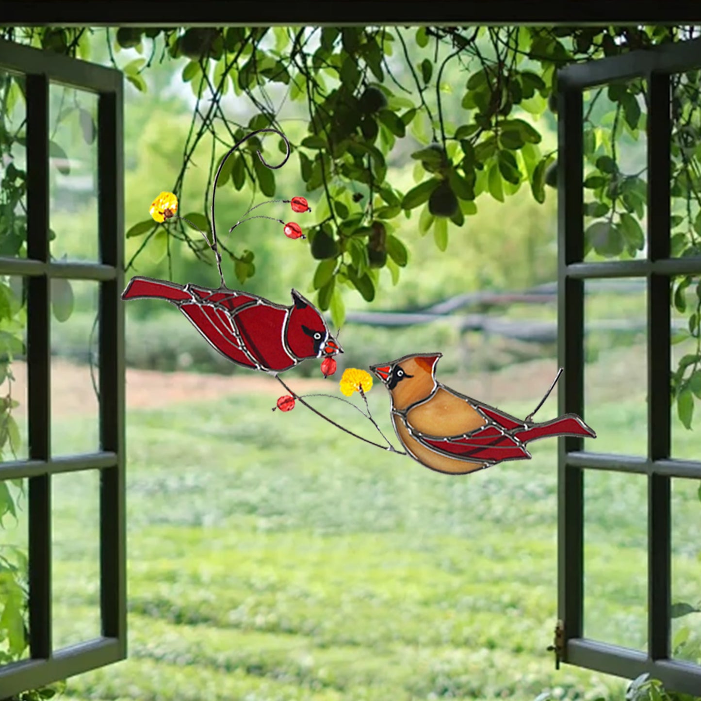 Cardinal Couple Suncatcher