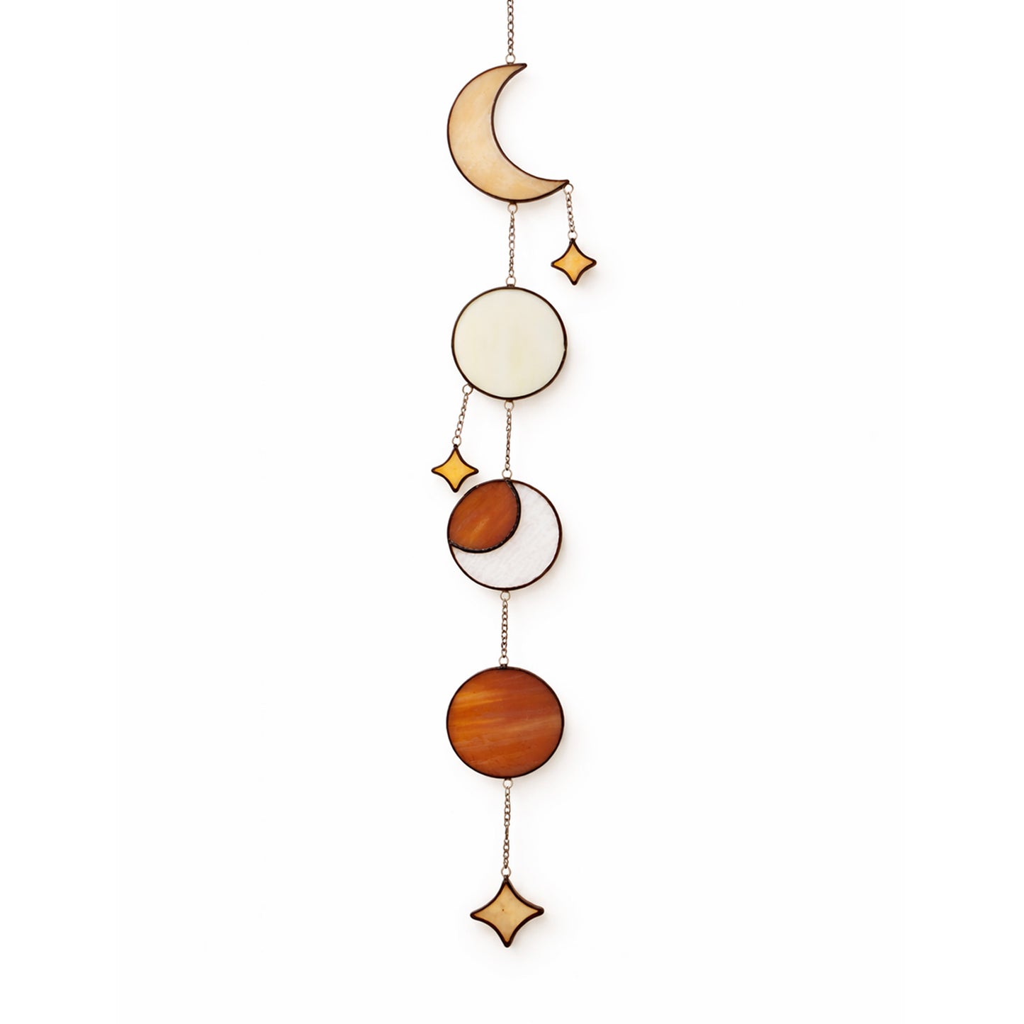 Amber Yellow Stained Glass Sun and Moon Suncatcher