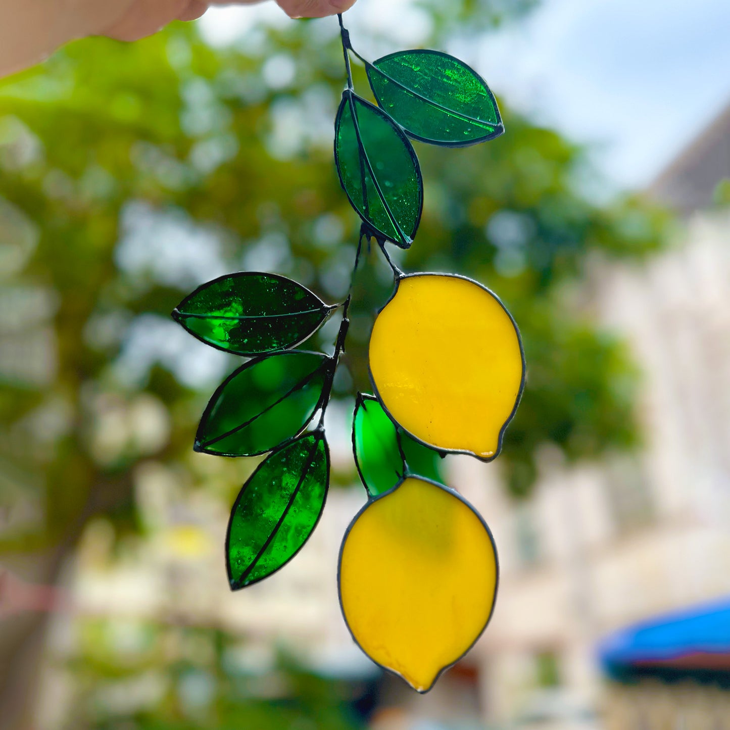 Lemon Suncatcher Stained Glass Window Hanging Decor