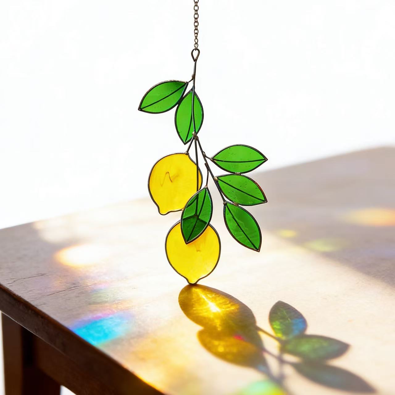 Lemon Suncatcher Stained Glass Window Hanging Decor
