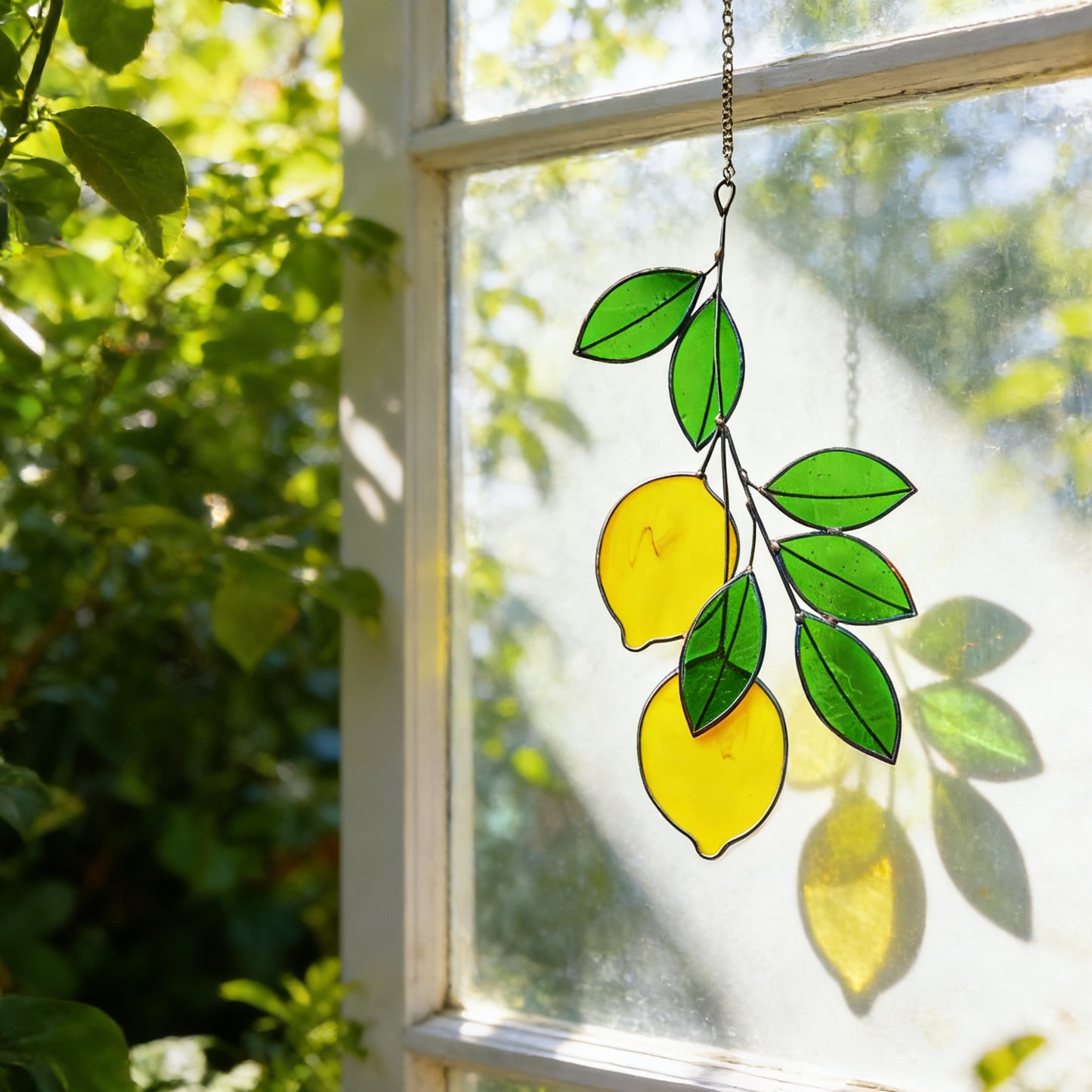 Lemon Suncatcher Stained Glass Window Hanging Decor