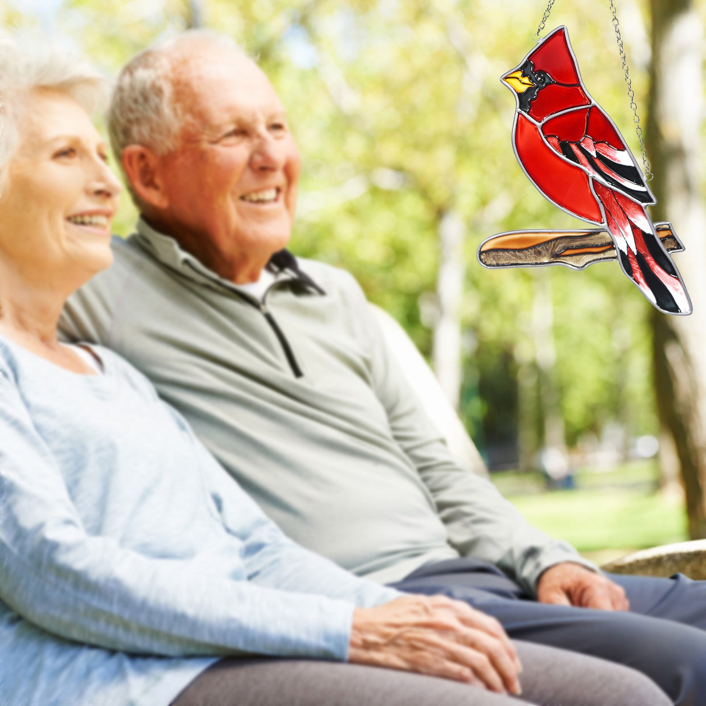 Red Cardinal Stained Glass Suncatcher