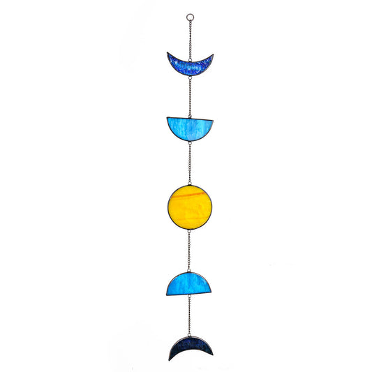 Celestial Moon & Sun Stained Glass Suncatcher