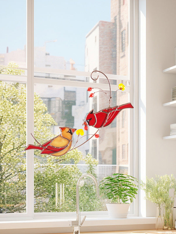 Cardinal Couple Suncatcher