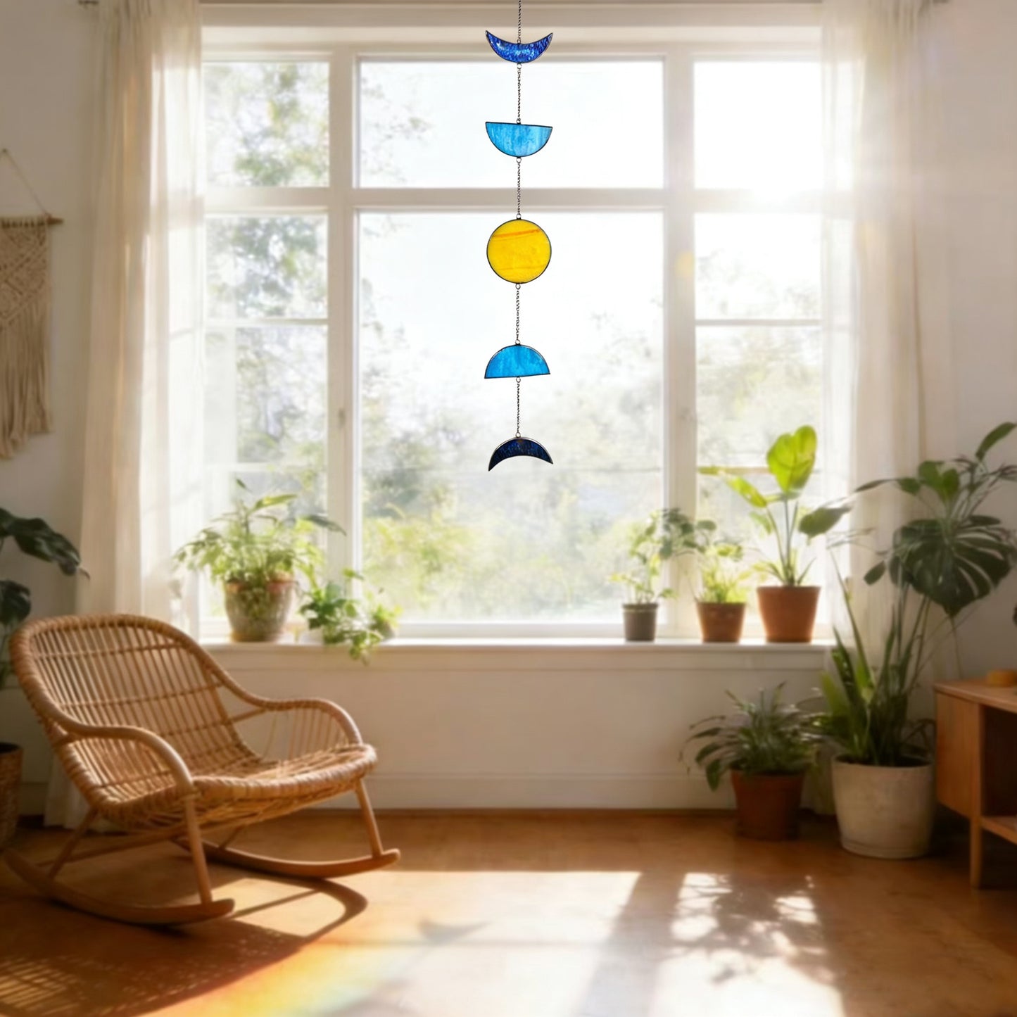 Celestial Moon & Sun Stained Glass Suncatcher