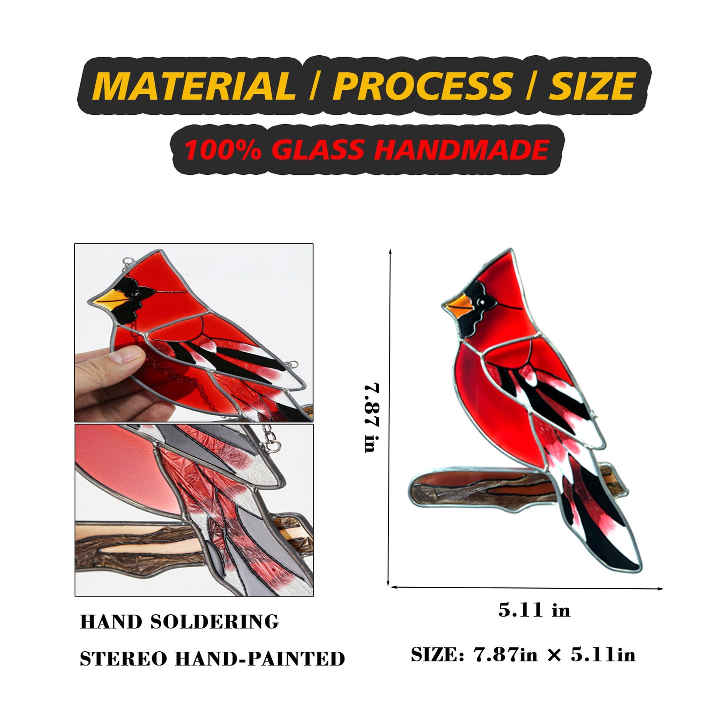 Red Cardinal Stained Glass Suncatcher