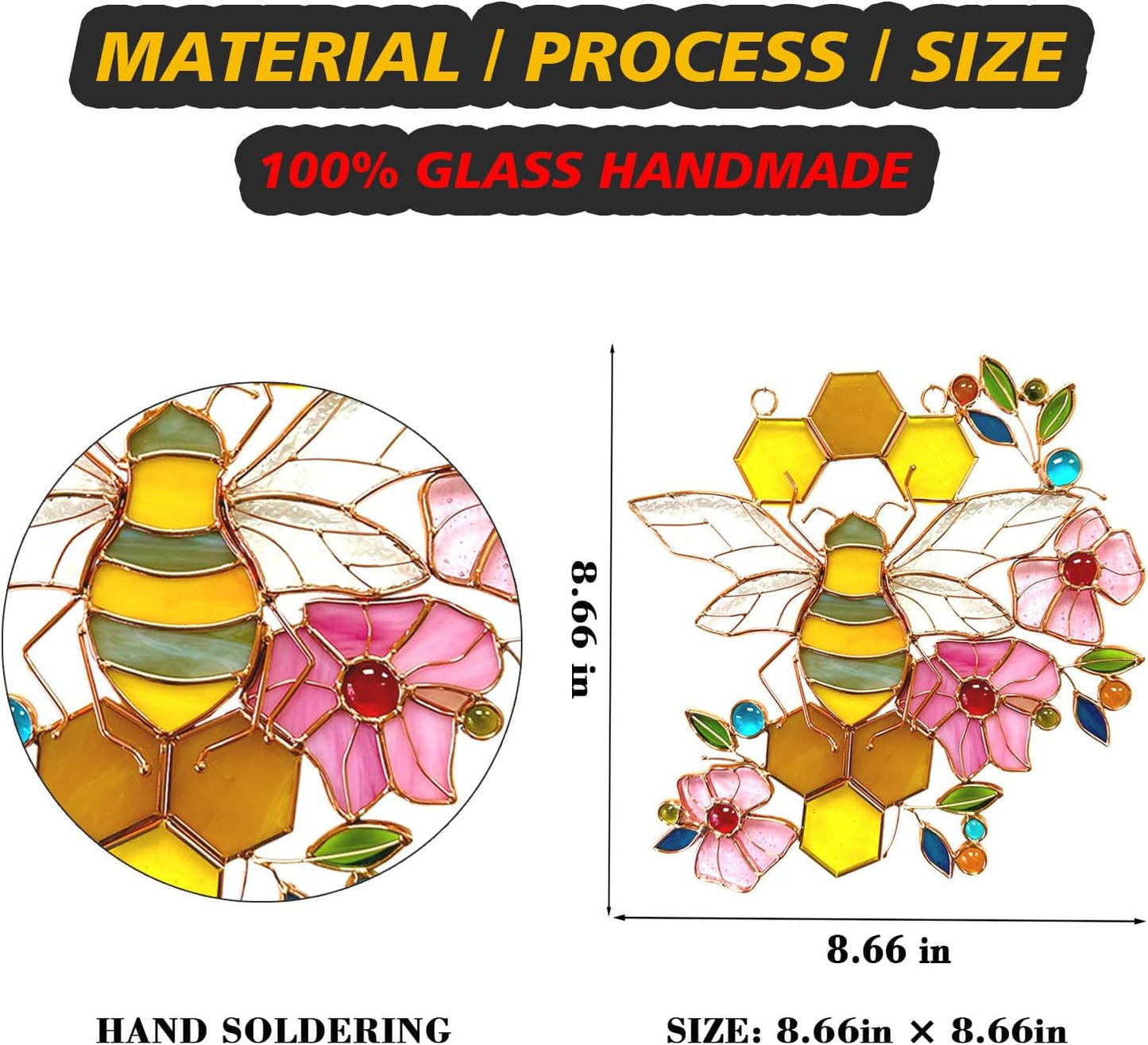 Honeybee Stained Glass Suncatcher