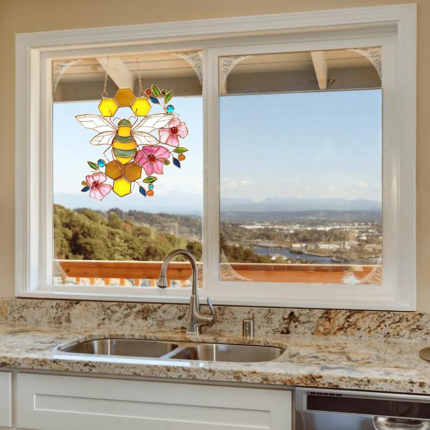 Honeybee Stained Glass Suncatcher