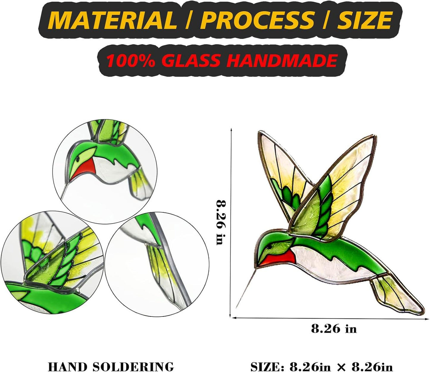 Green Hummingbird Stained Glass Suncatcher