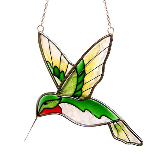 Green Hummingbird Stained Glass Suncatcher