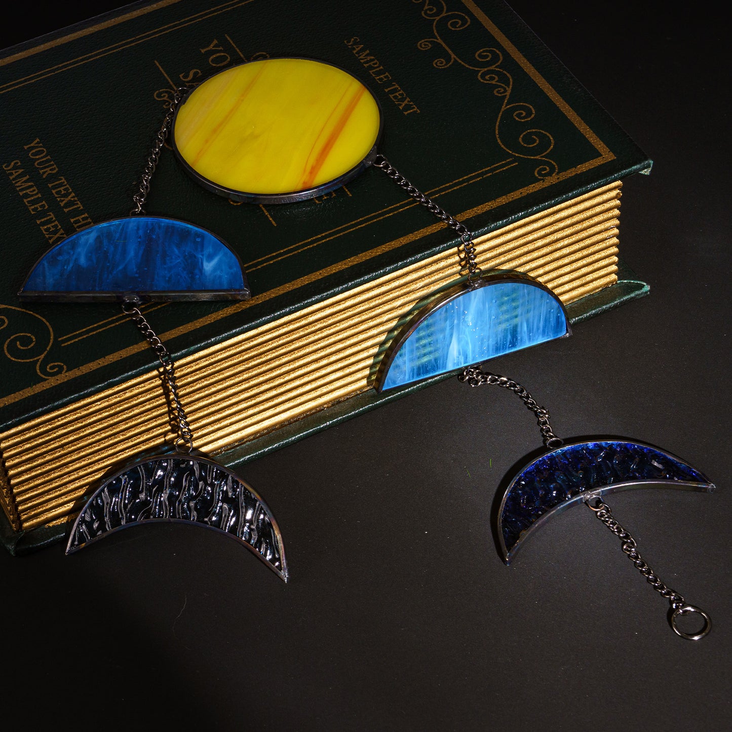 Celestial Moon & Sun Stained Glass Suncatcher